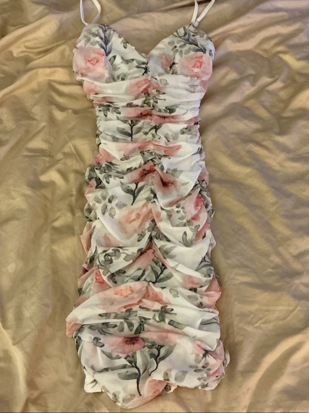 Windsor White Midi Dress with Pink Floral Print